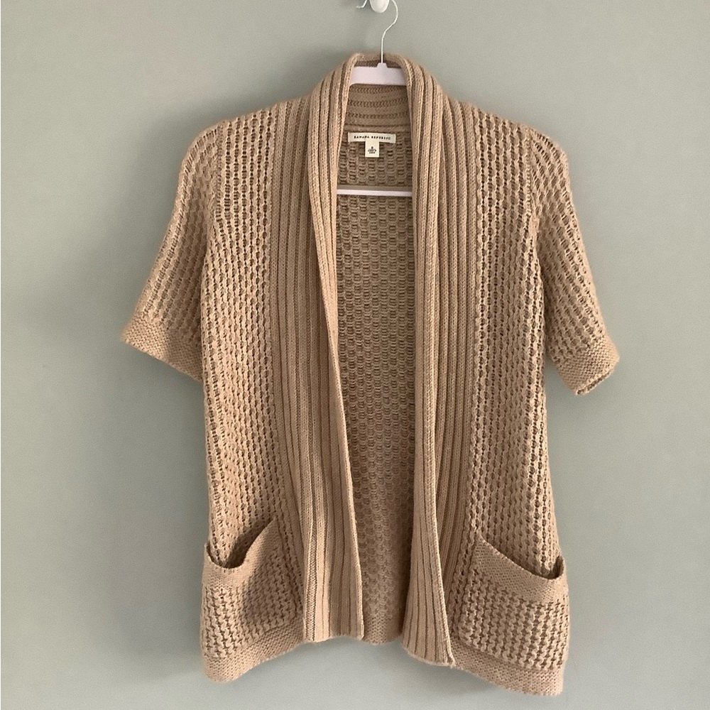 Banana Republic Alpaca Blend Open Front Tan Cardigan